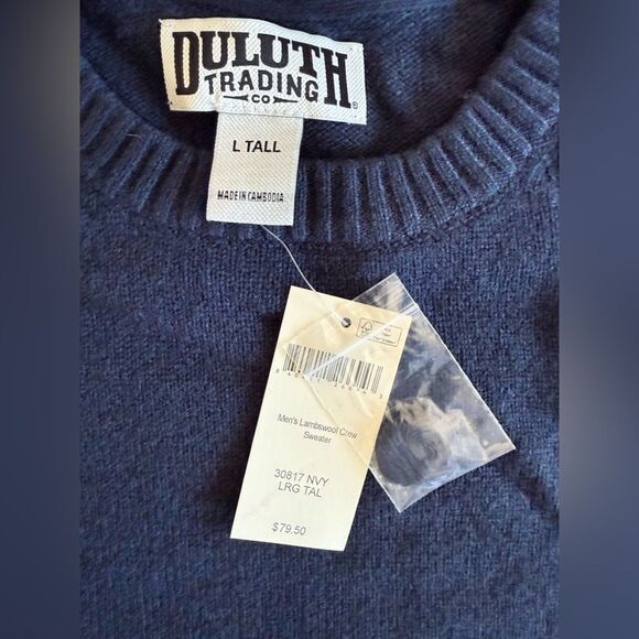 Duluth Men's Lambswool Crew Sweater Navy Large Tall NWT - Picture 5 of 7